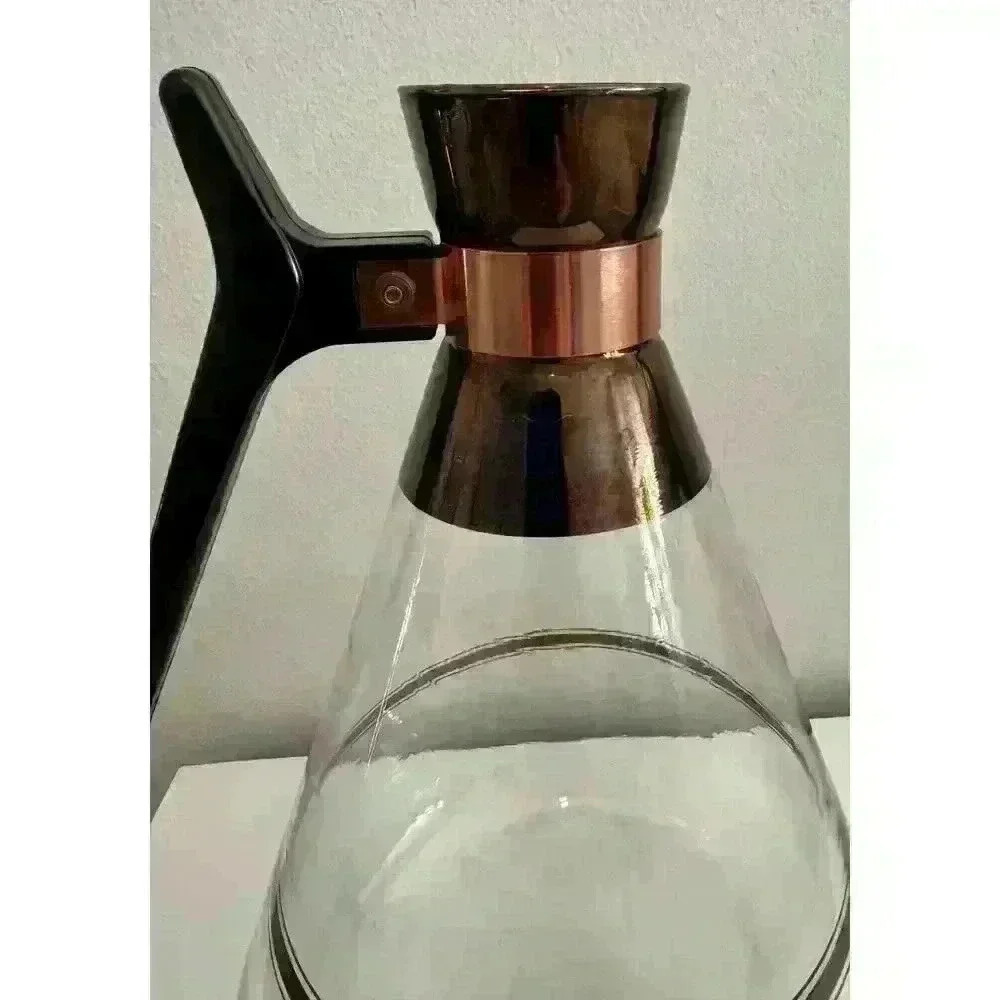 Mid Century Modern Coffee Carafe Vintage MCM Atomic Copper & Glass 10"H No Lid - Picture 7 of 9
